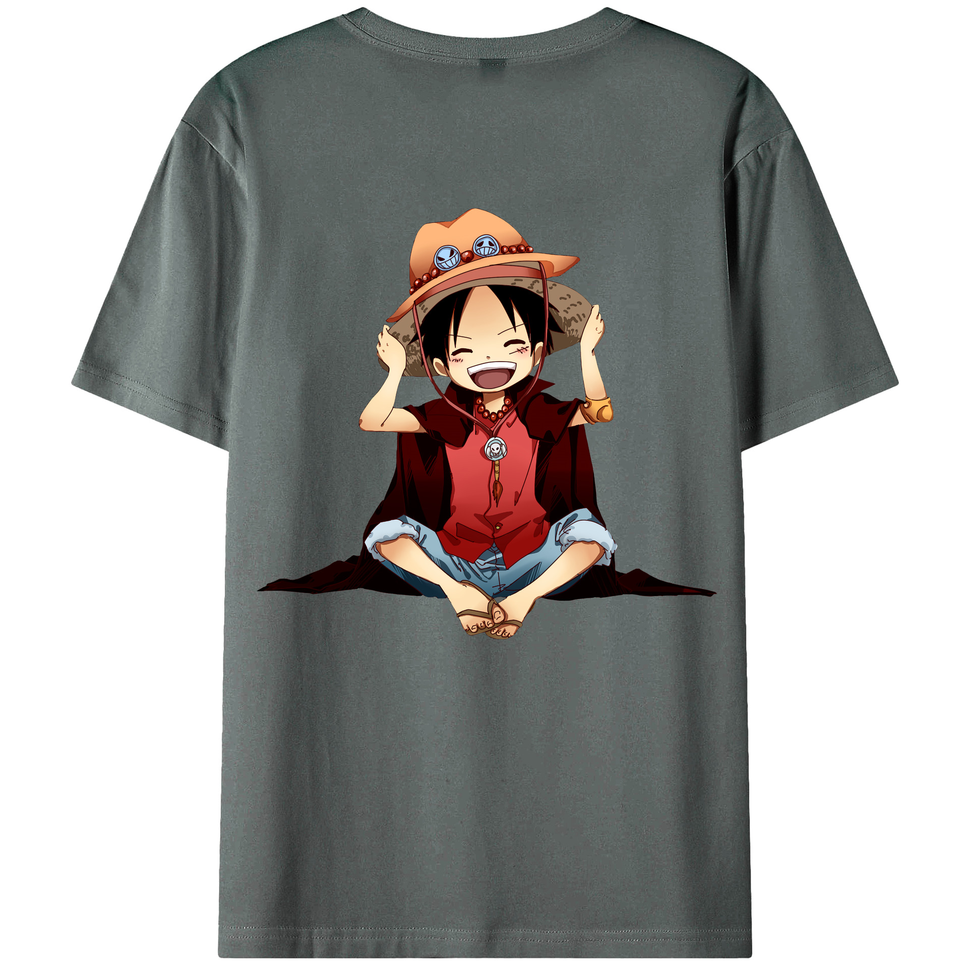 ワンピース モンキー・D・ルフィ ONE PIECE Monkey D. Luffy 綿100％ メンズ半袖Tシャツ（バックプリント） 通気性